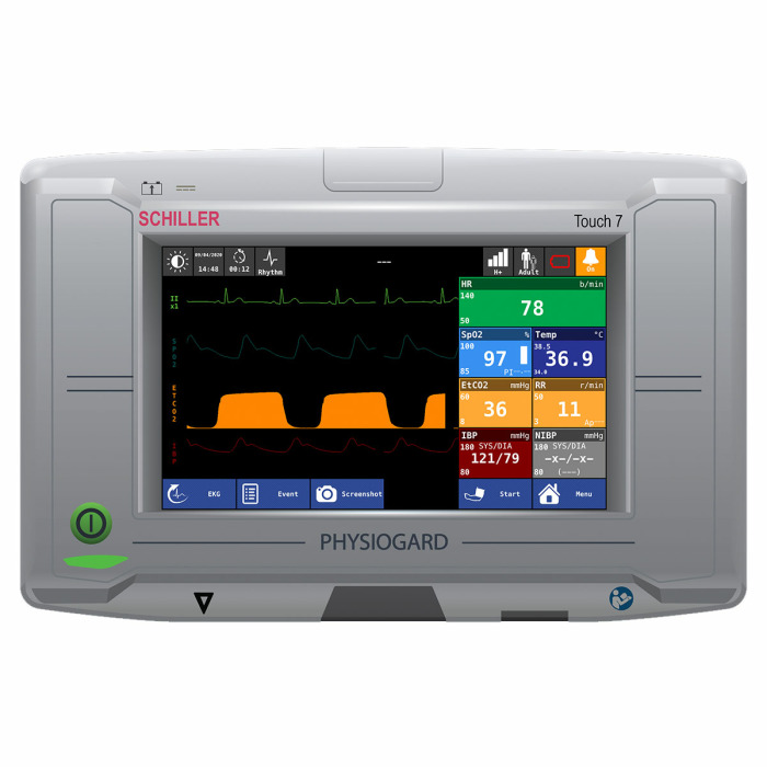 Simultor obrazovky pacientskho monitoru Schiller PHYSIOGARD Touch 7 pro REALITi360