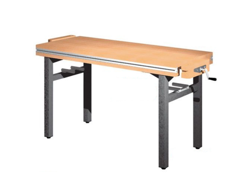 Univerzální dílenský stůl s pevnou výškou - 2× truhlářský svěrák - diagonálně