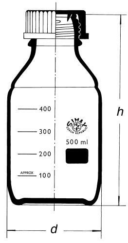 Láhev reagenční s GL 45  (do 180°C) s PP uzávěrem a vylévacím kroužkem