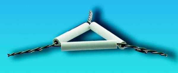 Triangl hac, trubiky na eleznm drt - porcelnov, dlka strany 60 mm