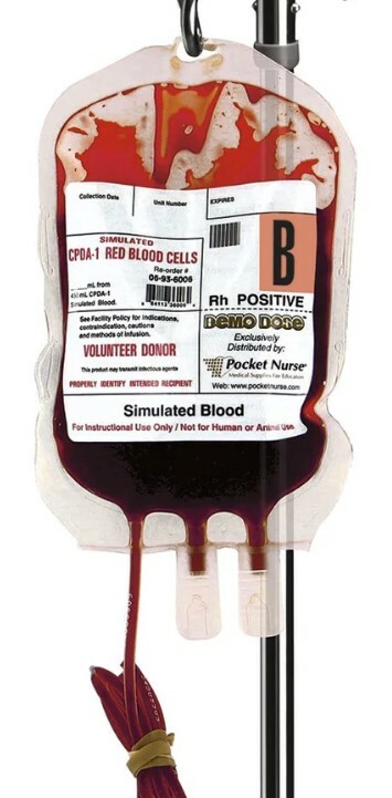 PN01006 Demo Dose - Cvin krevn infuzn vak - erven krvinky  B Rh pozitivn